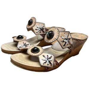 SPRING STEP L'Artiste Women's Size 37/US 6.5-7 Sesame Sandal Wedge Slide Comfort